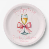 コケットピンクボウブライダルシャワー ペーパープレート (正面)