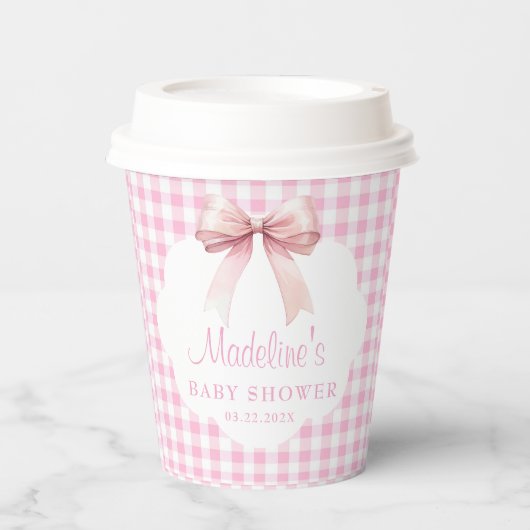 コケットピンクボウベイビーシャワーガール 紙コップ (正面)