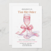 コケットピンクボウマルティーニ誕生日 招待状 (正面/裏面)