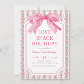 コケットピンクボウラブシャックバースデーパーティー 招待状 (正面)