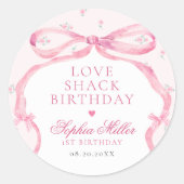 コケットピンクボウラブシャック誕生日 ラウンドシール (正面)