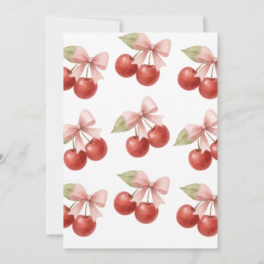 コケットピンクボウレッドさくらんぼオントップベビーシャワー 招待状 (裏面)