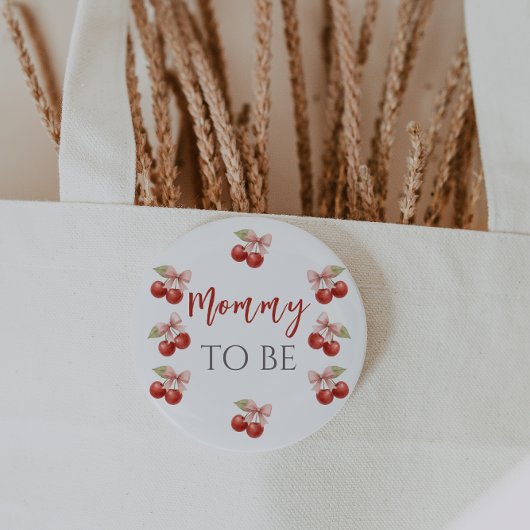 コケットピンクボウレッドさくらんぼオントップベビーシャワー 缶バッジ