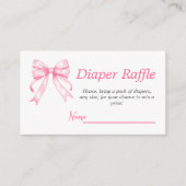 コケットピンクボウレトロガールベビーシャワーオムツ エンクロージャーカード (正面)