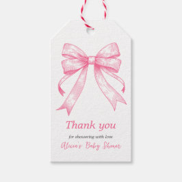 コケットピンクボウレトロガールベビーシャワー ギフトタグ