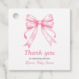 コケットピンクボウレトロガールベビーシャワー フェイバータグ