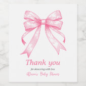 コケットピンクボウレトロガールベビーシャワー ワインラベル (シングルラベル)