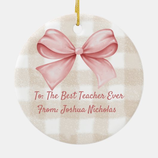 コケットピンクボウ先生カスタムクリスマス セラミックオーナメント (裏面)