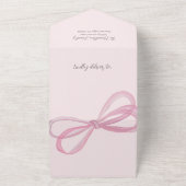 コケットピンクボウ写真3つ折りオールインワンカード オールインワン招待状 (外側)