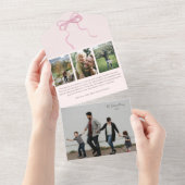 コケットピンクボウ写真3つ折りオールインワンカード オールインワン招待状 (貼ってはがせる)