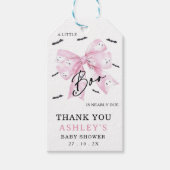 コケットピンクボウ小さなブーブベビーシャワー ギフトタグ (正面)