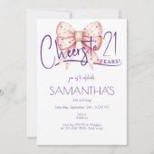 コケットピンクボウ応援21stバースデーフォト 招待状 (正面)