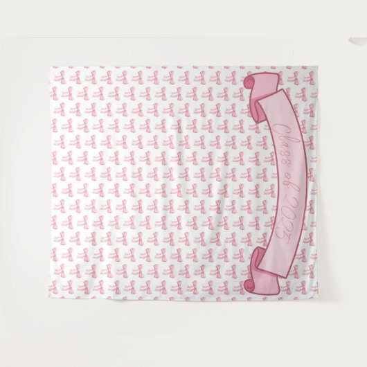 コケットピンクボウ背景 タペストリー (正面(横))