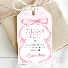 コケットピンクボウ誕生日 ギフトタグ