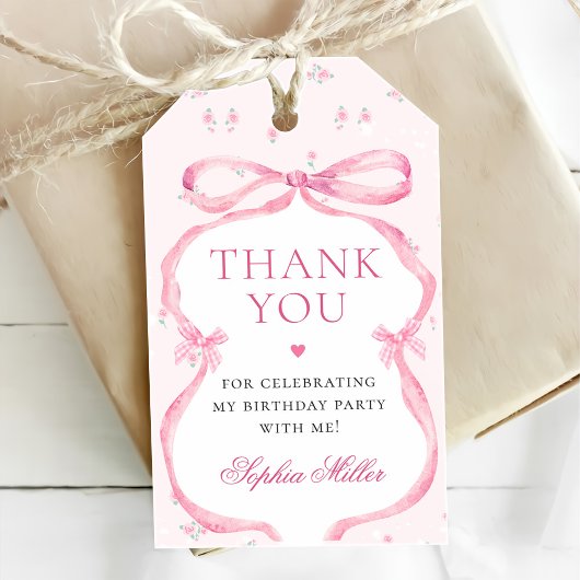 コケットピンクボウ誕生日 ギフトタグ