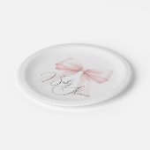 コケットピンクボウ赤ちゃんシャワー ペーパープレート (アングル)
