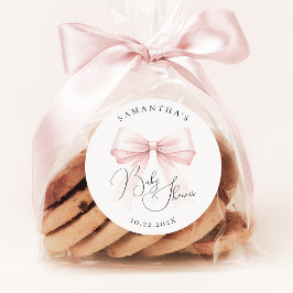 コケットピンクボウ赤ちゃんシャワー ラウンドシール