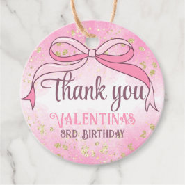 コケットピンクボウ金ゴールドグリッタースクリプトサンキュー フェイバータグ