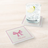 コケットピンクボウ ガラスコースター (アングル)