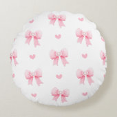 コケットピンクボウ&ハート ラウンドクッション (正面)
