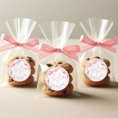 コケットピンクボウ&パールブライダルシャワーの好意 ラウンドシール