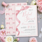 コケットピンクボウ&パールモダンブライダルシャワー 招待状
