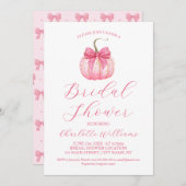 コケットピンクボーカボンプキンハロウィーンブライダルシャワー 招待状 (正面/裏面)