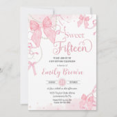 コケットピンクボーズパールスウィートフィフティヴ誕生日 招待状 (正面)