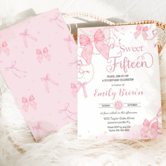 コケットピンクボーズパールスウィートフィフティヴ誕生日 招待状