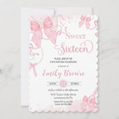 コケットピンクボーズパールSweet sixteen誕生日 招待状 (正面)