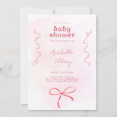 コケットピンクリボンベビーシャワー招待状 招待状 (正面)