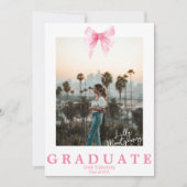 コケットピンクリボン写真卒業発表 招待状 (正面)