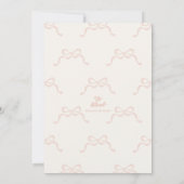 コケットピンク弓コラージュ4写真ガールベビー 案内状 (裏面)