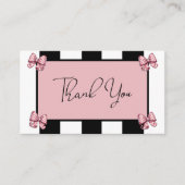 コケットピンク弓ストライプベビーシャワーありがとう エンクロージャーカード (正面)