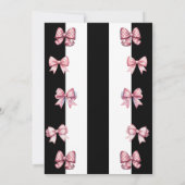 コケットピンク弓ブラックストライプベビーシャワー 招待状 (裏面)