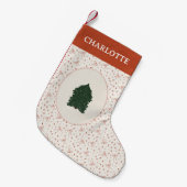 コケットフェスティブ 赤 白 モミの木 スモールクリスマスストッキング (正面 (吊り時))