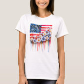 コケットフラワーUSA愛国的アメリカ国旗 Tシャツ (正面)