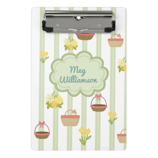コケットフローラパーソナライズされたバスケット名 ミニクリップボード (正面)
