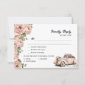 コケットフローラ赤面結婚ピンク 出欠カード (正面)