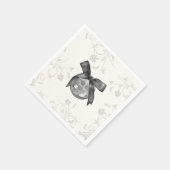 コケットブラックボウ&ディスコボールエレガント誕生日 スタンダードカクテルナプキン (角)