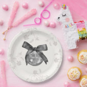 コケットブラックボウ&ディスコボールエレガント誕生日 ペーパープレート (パーティー)