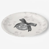 コケットブラックボウ&ディスコボールエレガント誕生日 ペーパープレート (アングル)