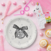 コケットブラックボウ&ディスコボールエレガント誕生日 ペーパープレート (パーティー)