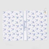 コケットブルーとホワイト弓 ゴルフタオル (横)