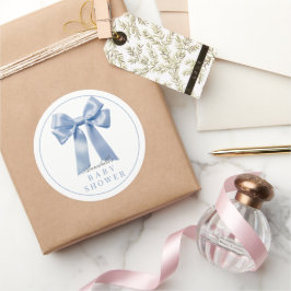 コケットブルーボウリボン男の子ベビーシャワー ラウンドシール