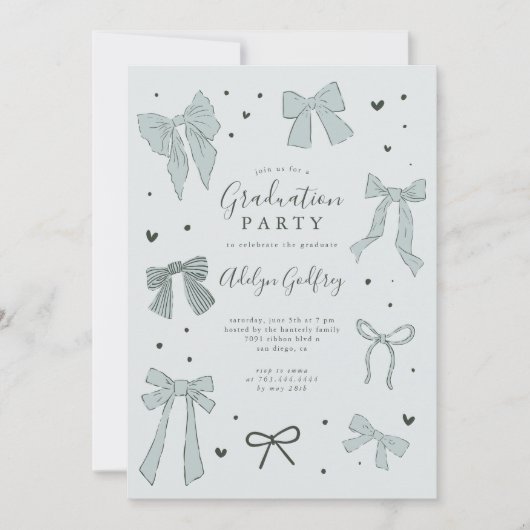 コケットブルーボウ卒業パーティー招待状 招待状 (正面)