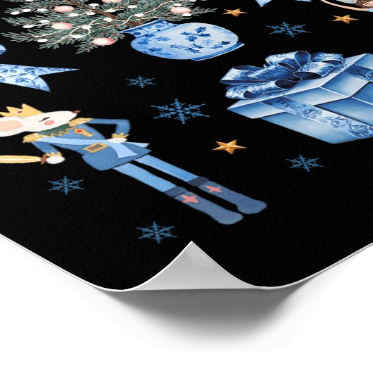 コケットブルーボーナツクラッカークリスマスメリークリスマス ポスター (角)