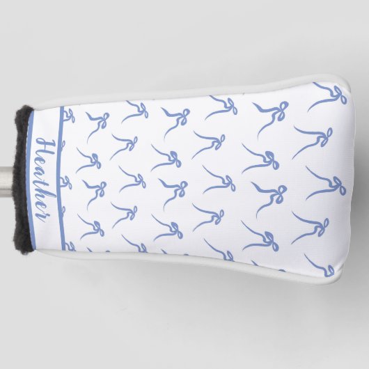 コケットブルー及びホワイト弓ゴルフヘッドカバー ゴルフヘッドカバー (正面)