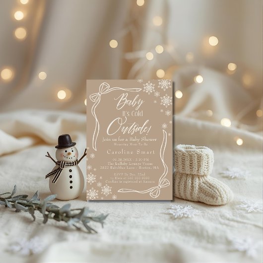 コケットベビーその冷たい外のトープ赤ちゃんシャワー 招待状