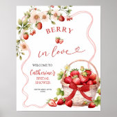 コケットベリーインラブブライダルシャワーウェルカムサイン ポスター (正面)